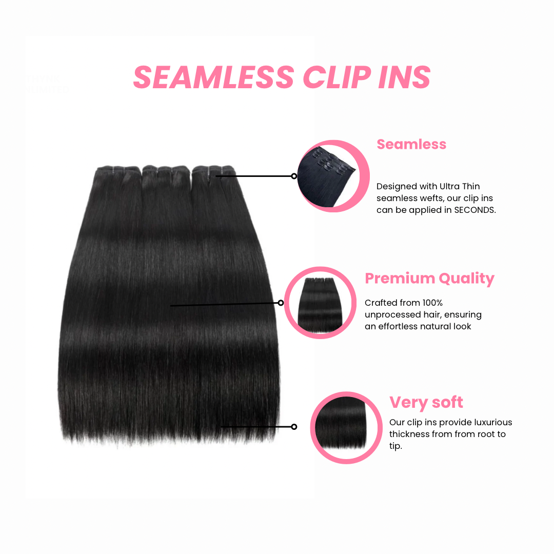 Vietnamese Bone Straight Raw Seamless Clip-ins