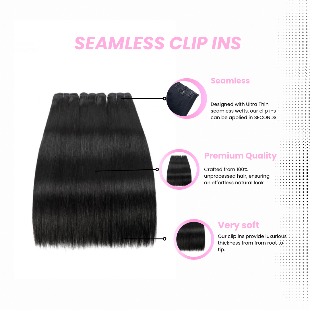 Vietnamese Bone Straight Raw Seamless Clip-ins